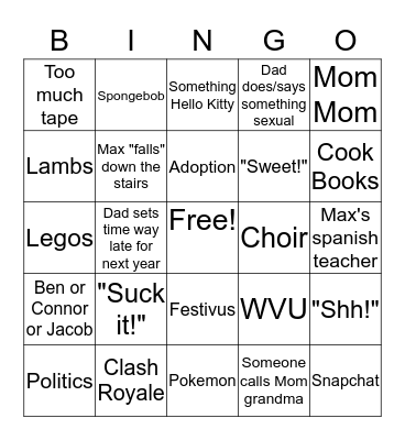 Bosley Christmas Bingo 2016 Bingo Card