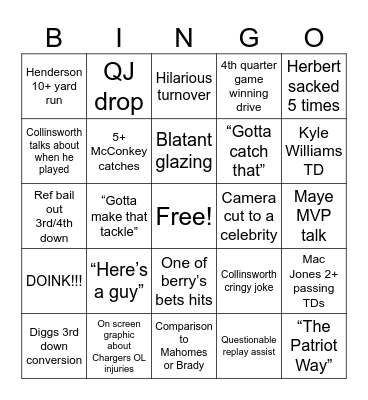 SNF Bingo Card