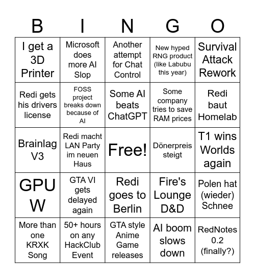 Redi's Dönerbingo Card