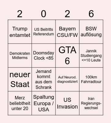 2026 Bingo Card