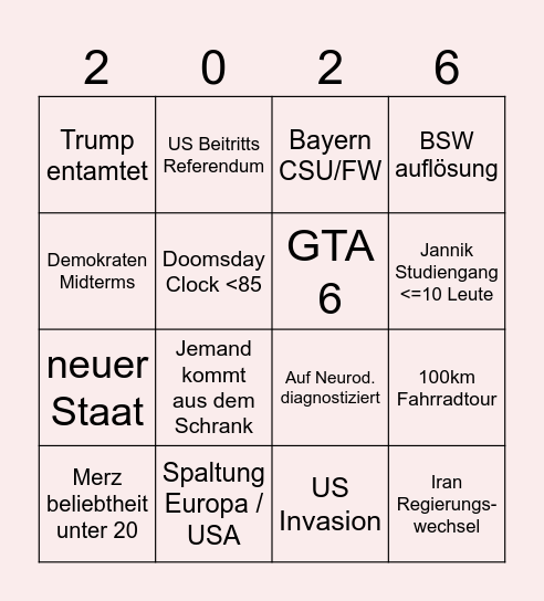 2026 Bingo Card