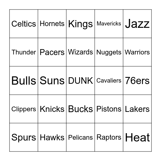 NBA Bingo Card