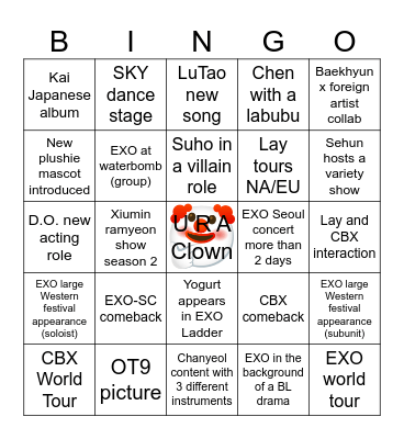 EXOcord 2026 Bingo Card