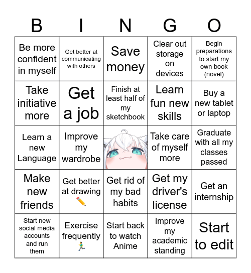 Elijah's Nee Year BINGO Card