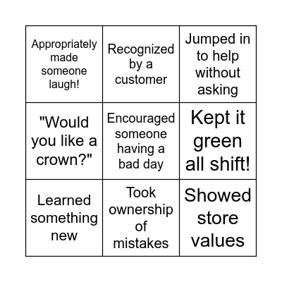 Burger King January BINGO Card