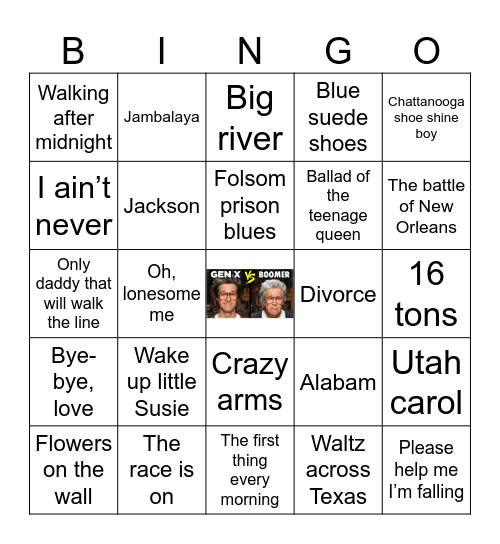 Baby boomers Vs. GenerationX Bingo Card