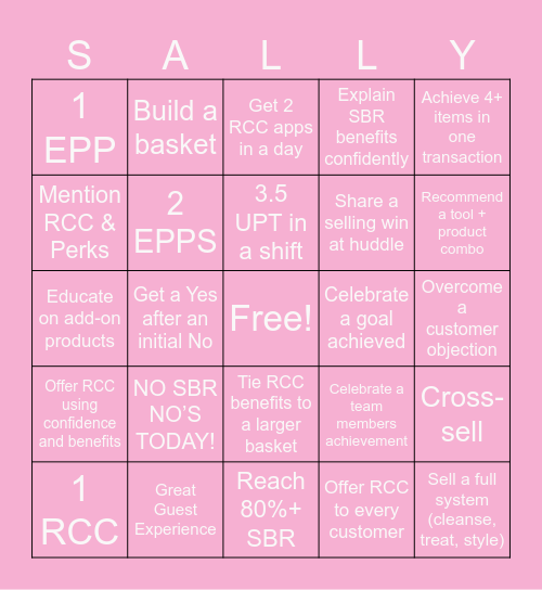 Sally Beauty Bingo Card