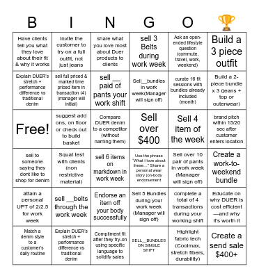 DUER Bingo Card