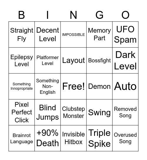 Recent Tab Bingo Card