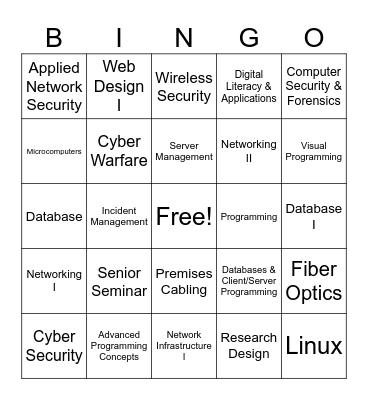 Class List Bingo Card