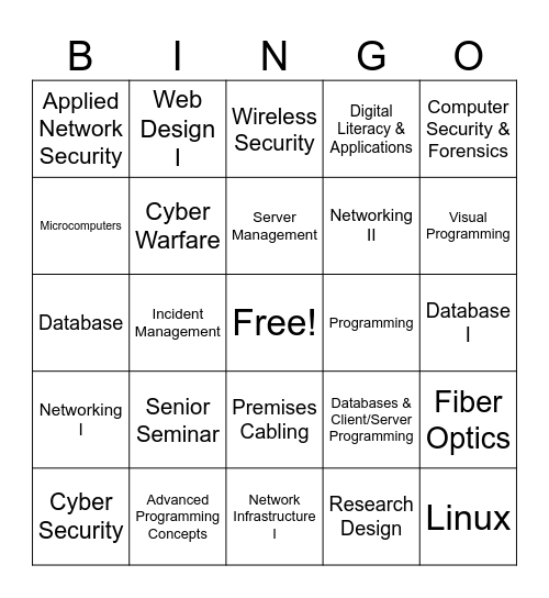 Class List Bingo Card