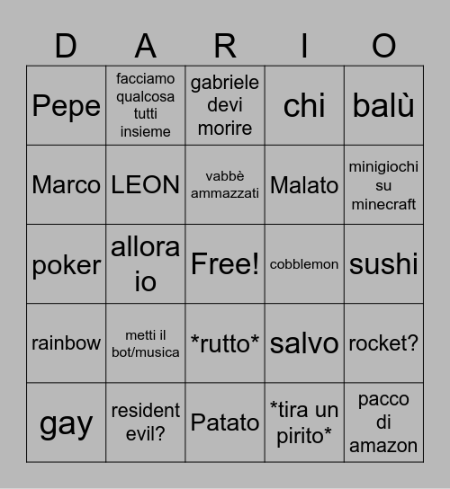 Dario Bingo Card