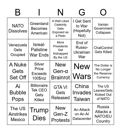 2026 Bingo Card