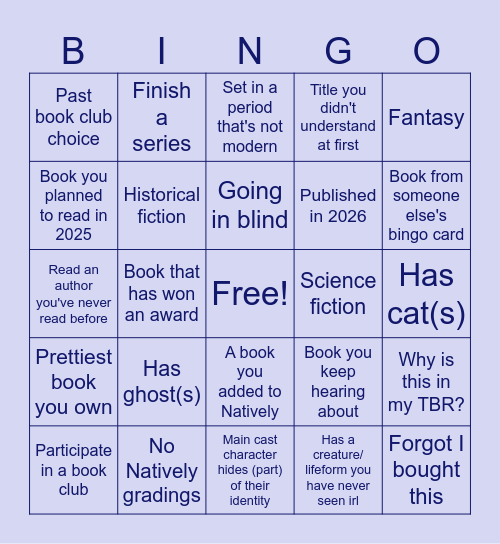 2026 Book Bingo Card