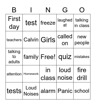Alvin BINGO Card