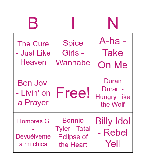 Quina musical Bingo Card
