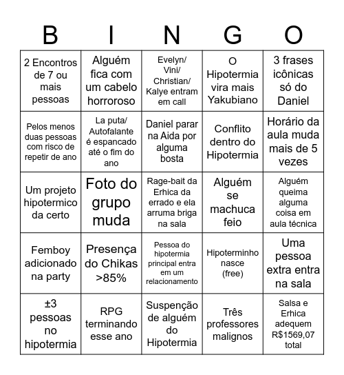Bingo Hipotermico Bingo Card