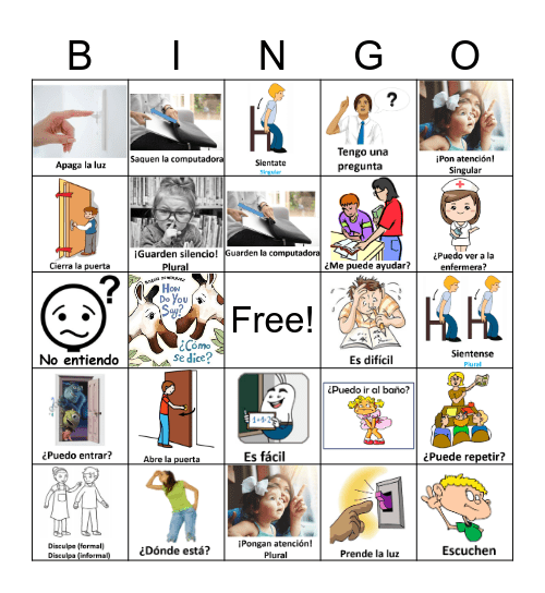 Comandos de salon Bingo Card