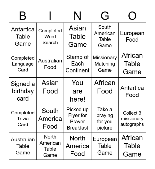 Global Missions Conference 2026 Bingo Card