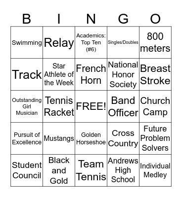 'STANG Bingo Card
