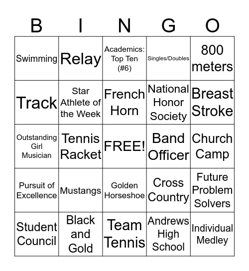 'STANG Bingo Card