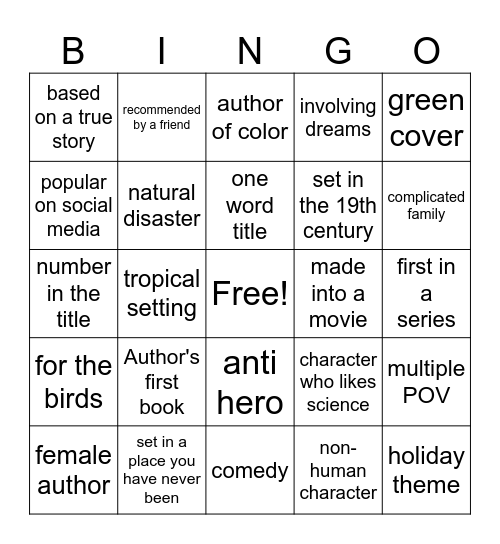 2026 Books Bingo Card