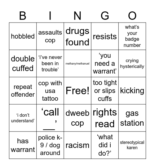 true crime bingo Card