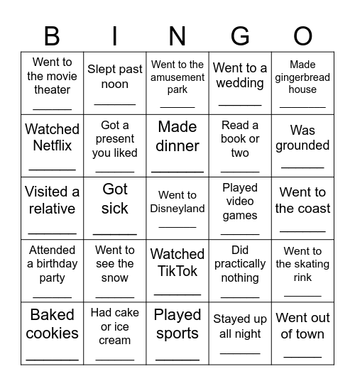 Back to School Bingo Card
