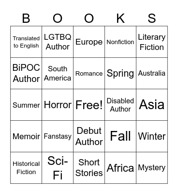 2026 Book Bingo Card