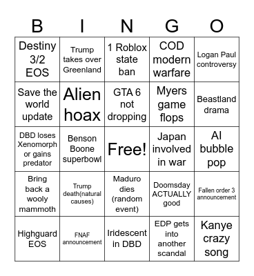Untitled Bingo Card
