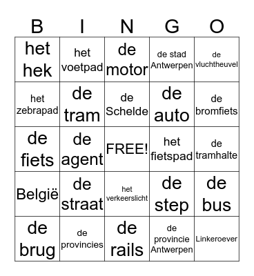onze buurt Bingo Card