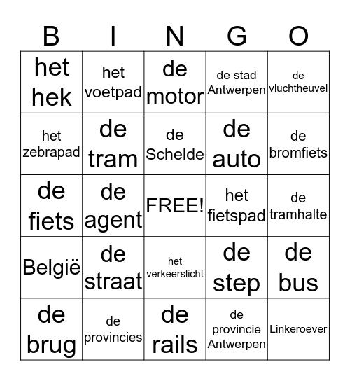 onze buurt Bingo Card