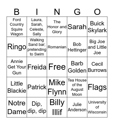 Potpourri- Mostly Palisades Bingo Card