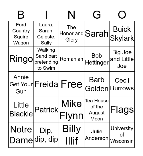 Potpourri- Mostly Palisades Bingo Card