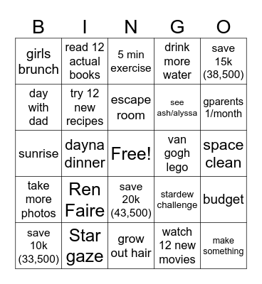 2026 Bingo Card