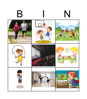 My hobbies Bingo Card