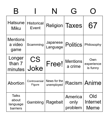 Dean Purposive Com Speech Bingo Card