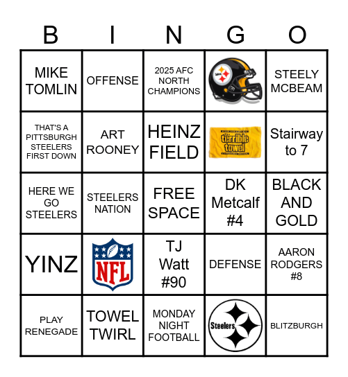 PITTSBURGH STEELERS Bingo Card
