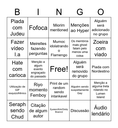 Ooga Chaka 2026 Bingo Card