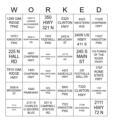Walgreens Bingo Card