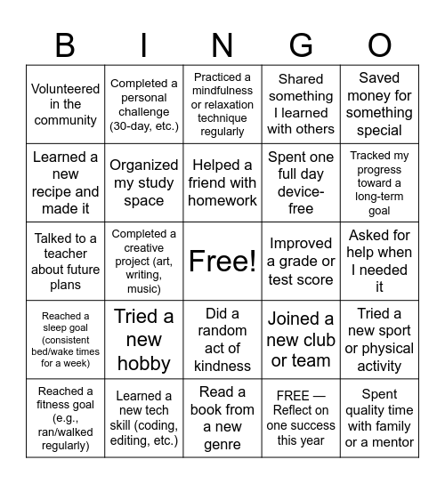 2025 Bingo Card