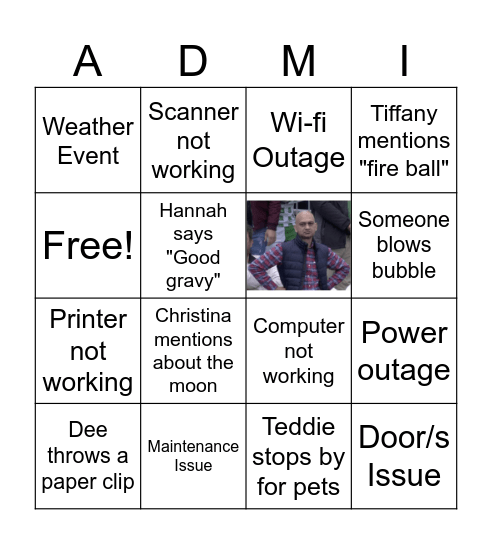 2026 Admin Bingo Card