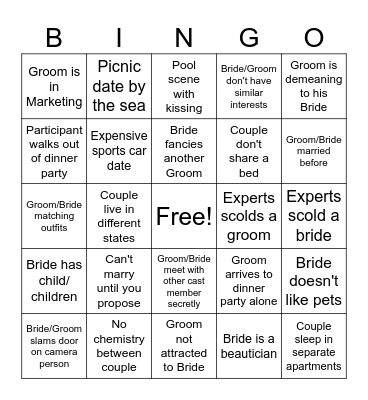 2026 MAFS - KT Bingo Card