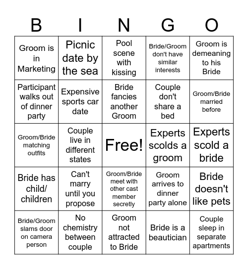 2026 MAFS - KT Bingo Card