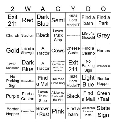 Road Trip Bingo 2026 Bingo Card
