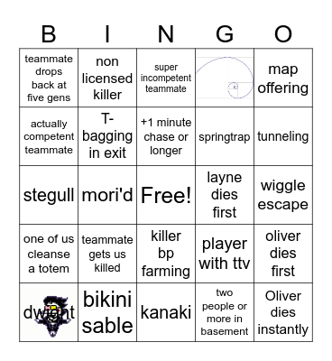 dbd bingo Card