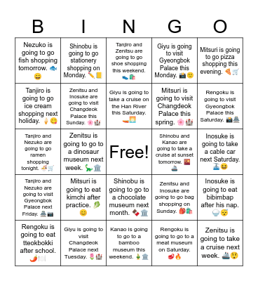 B7 L18 Inosuke is going to eat bibimbap after his nap. 🍚😴 Bingo Card