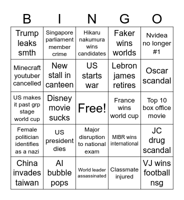 2026 Bingo Card