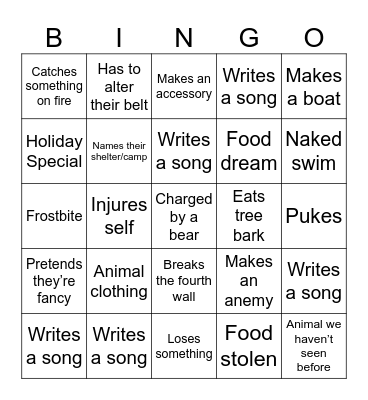 Alone S9 Bingo Card