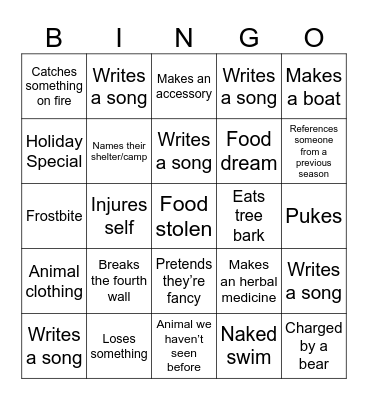 Alone S9 Bingo Card